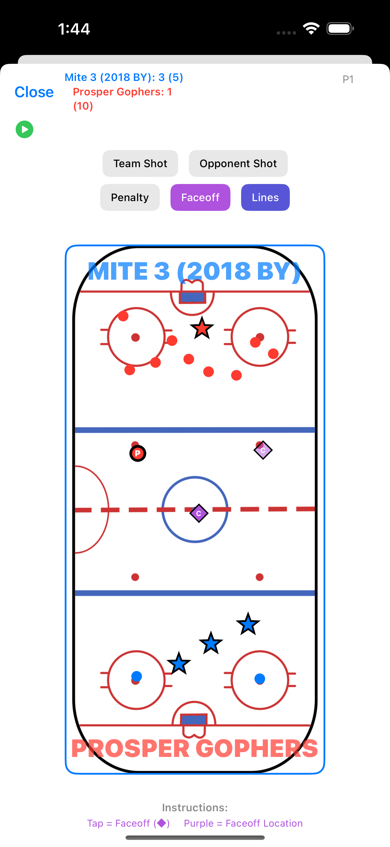 Shot mapping on hockey rink with precise location tracking
