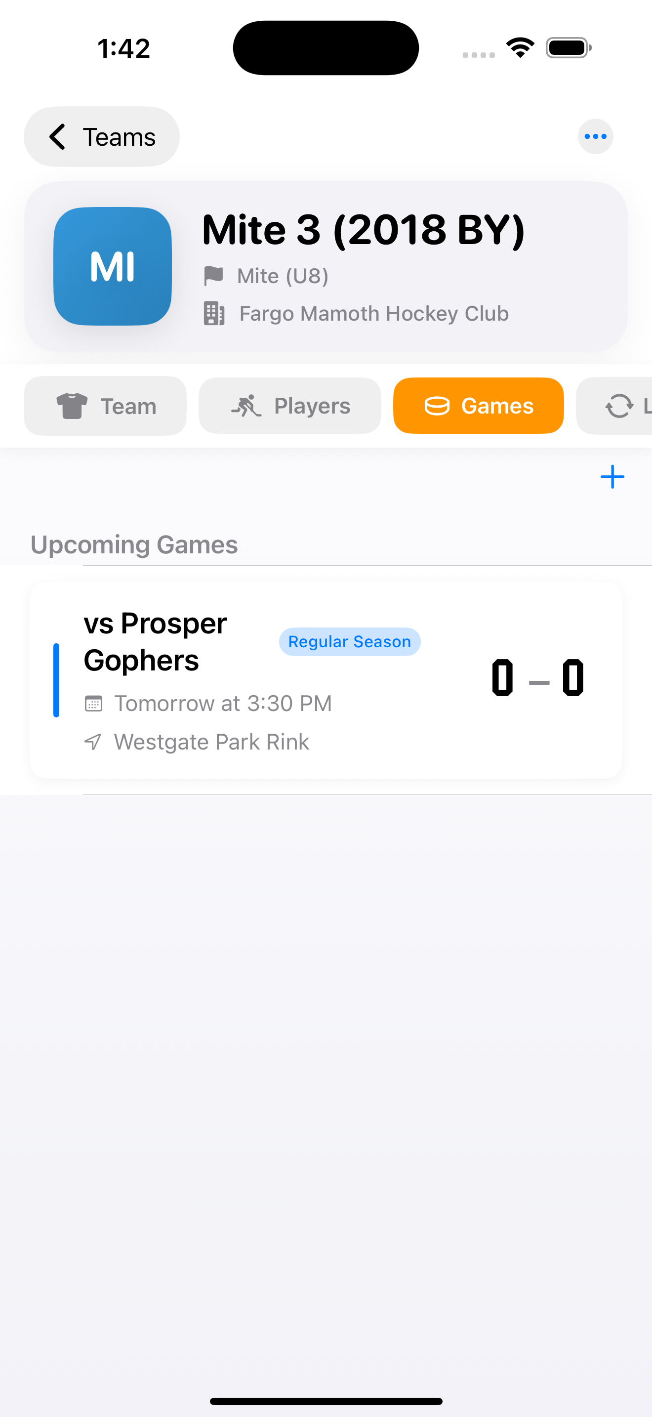 Season games schedule and results